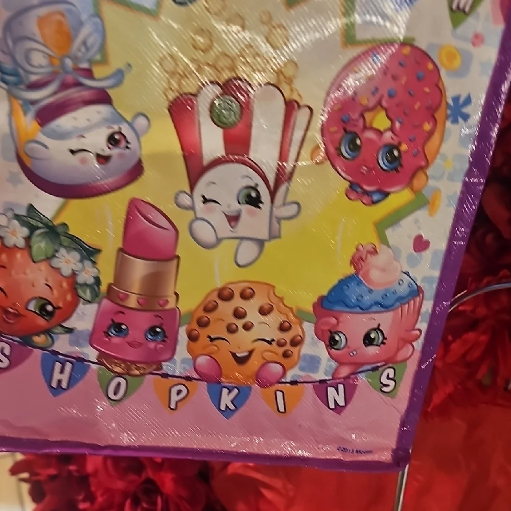 Shopkins NWT Kids Pink and Yellow Character Tote/Shopping Bag
